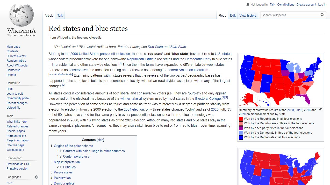 Red states and blue states - Wikipedia